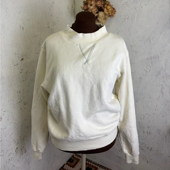 PARKE Classic Mockneck Off white Sweatshirt Oversized S/M - Picture 3 of 10